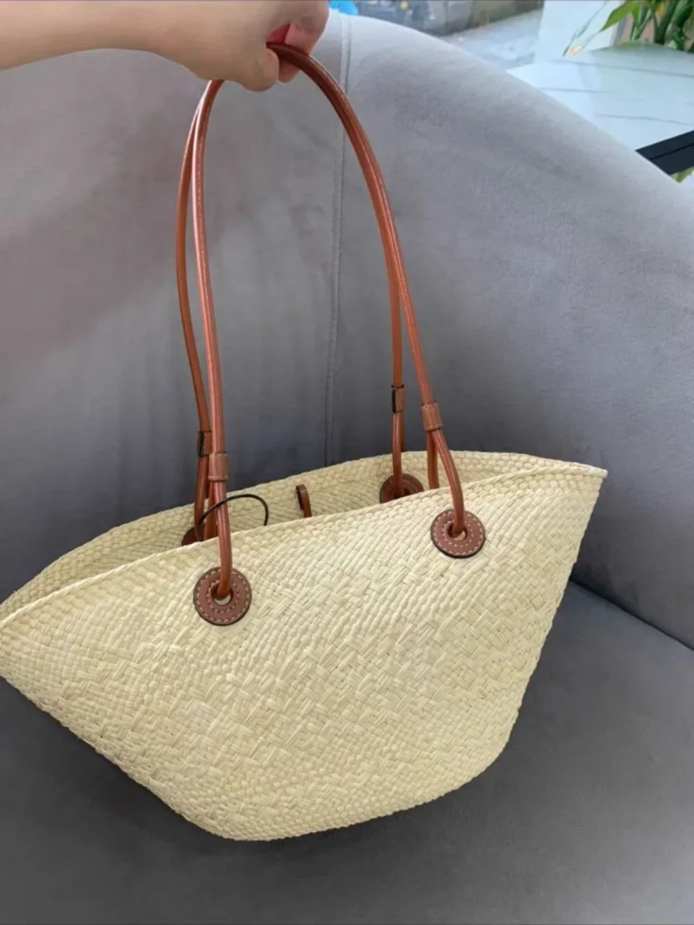 Loewe Anagram Raffia Straw Large Tote Bag